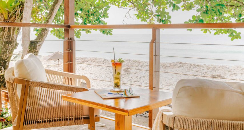 Beachfront balcony at Mt Plaisir Estate